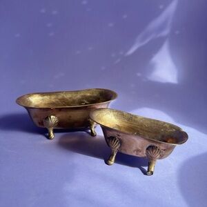 Vintage Brass Clawfoot Bath Tub Sculptures